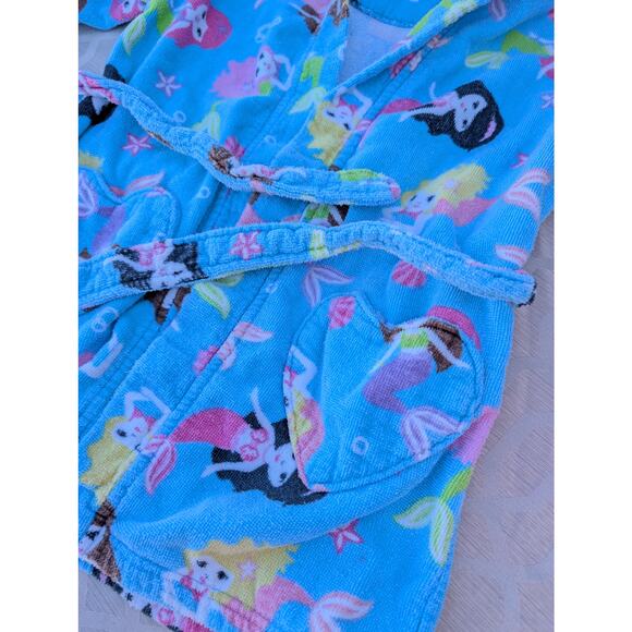 Saint Eve Girls Beach Swim Cover Up Hooded Robe size 5/6 Mermaid Blue Pink - Picture 2 of 3